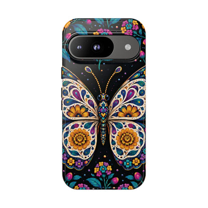 Vibrant Purple and Teal Calavera Butterfly Phone Case - Multicolor Phone Case - Google Pixel 9 / Glossy