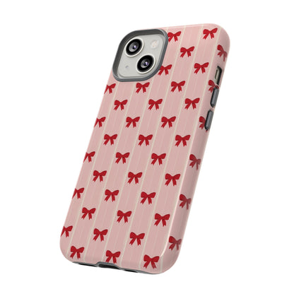 Retro Cherry Red Bow Pattern Phone Case