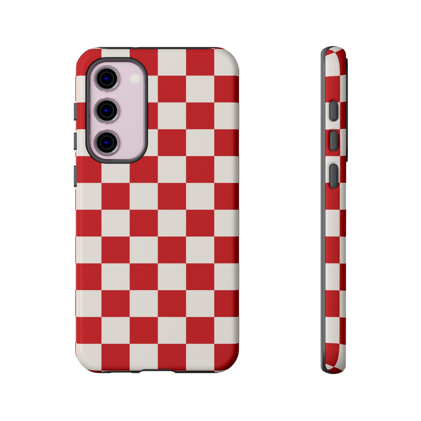 Samsung Galaxy S23 Plus / Glossy Phone Case - ’Red Checkered Pattern’ Phone Case
