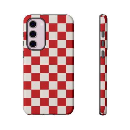 Samsung Galaxy S23 Plus / Glossy Phone Case - ’Red Checkered Pattern’ Phone Case