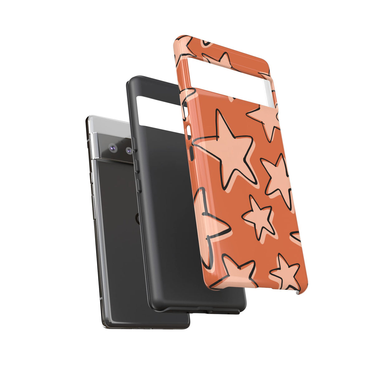 Burnt Orange Doodle Star Phone Case