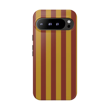 Trendy Mustard & Burgandy Stripe Pattern Phone Case - Brown Phone Case - Google Pixel 9 Pro XL / Glossy