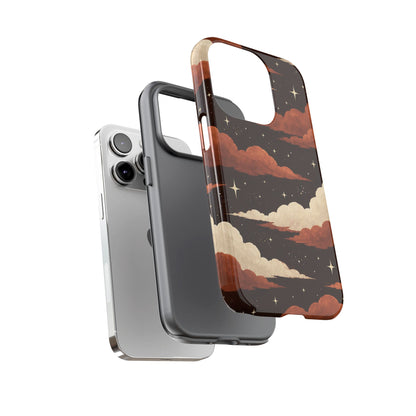 Illustrated Burnt Orange Clouds & Stars Phone Case