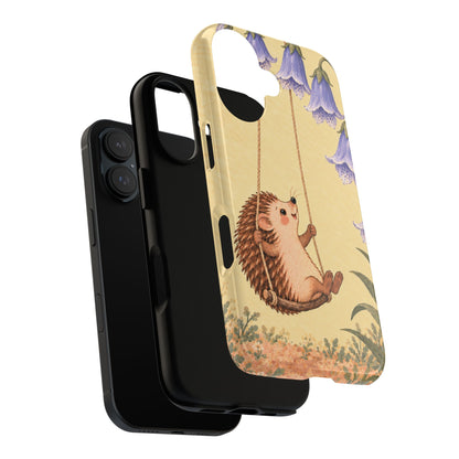 Whimsical Buttercream Hedgehog and Bluebell Phone Case - Yellow Phone Case