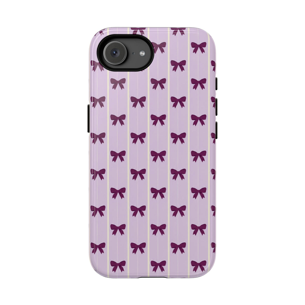 Retro Plum Purple Bow Pattern Phone Case - Purple Phone Case - iPhone 17e / Glossy