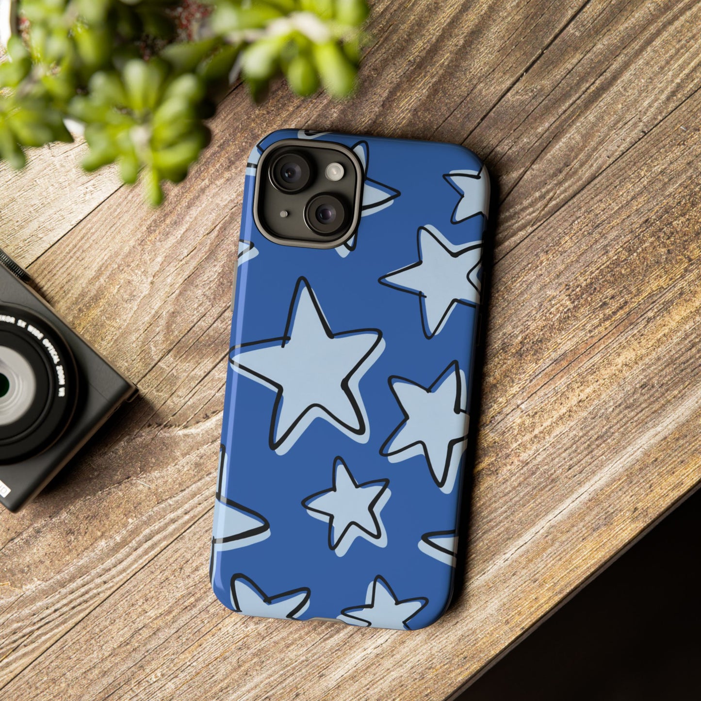 Cobalt Blue Doodle Star Phone Case