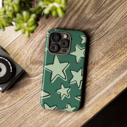 Forest Green Doodle Star Phone Case