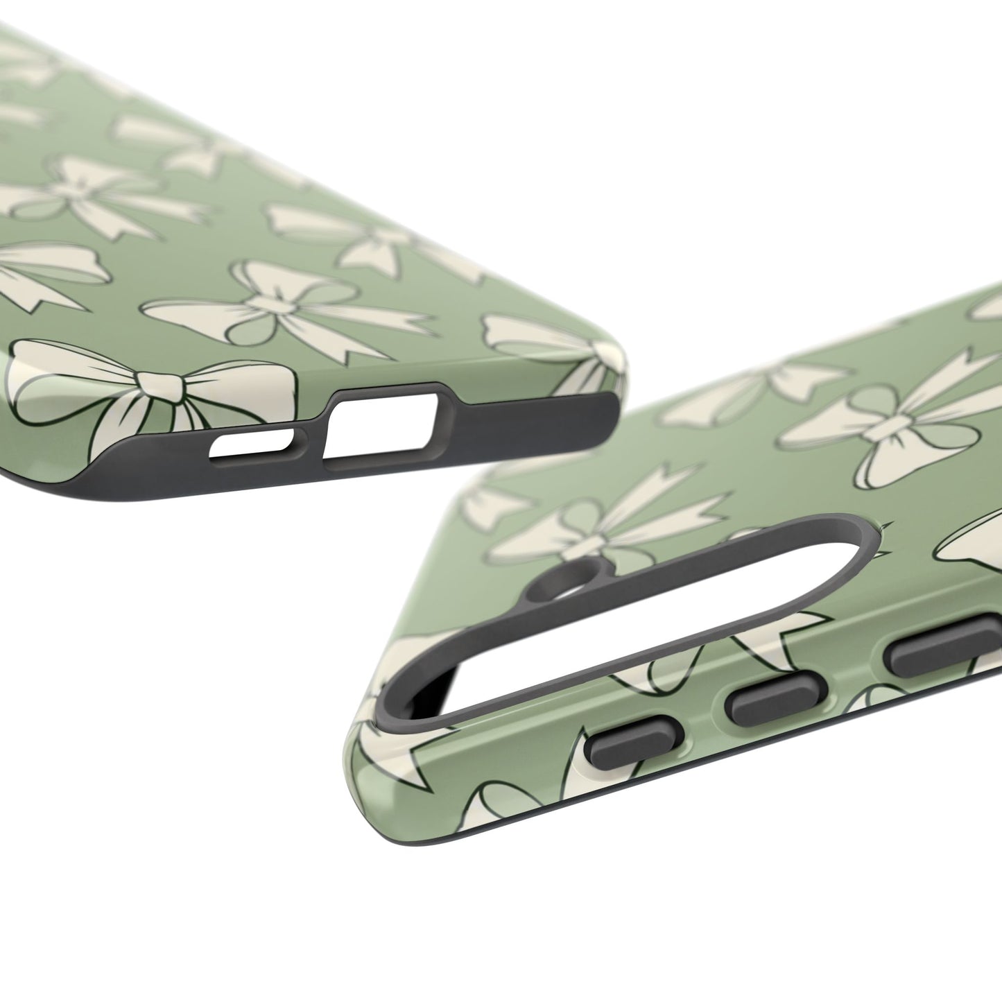 Chic Sage Green Bow Pattern Phone Case