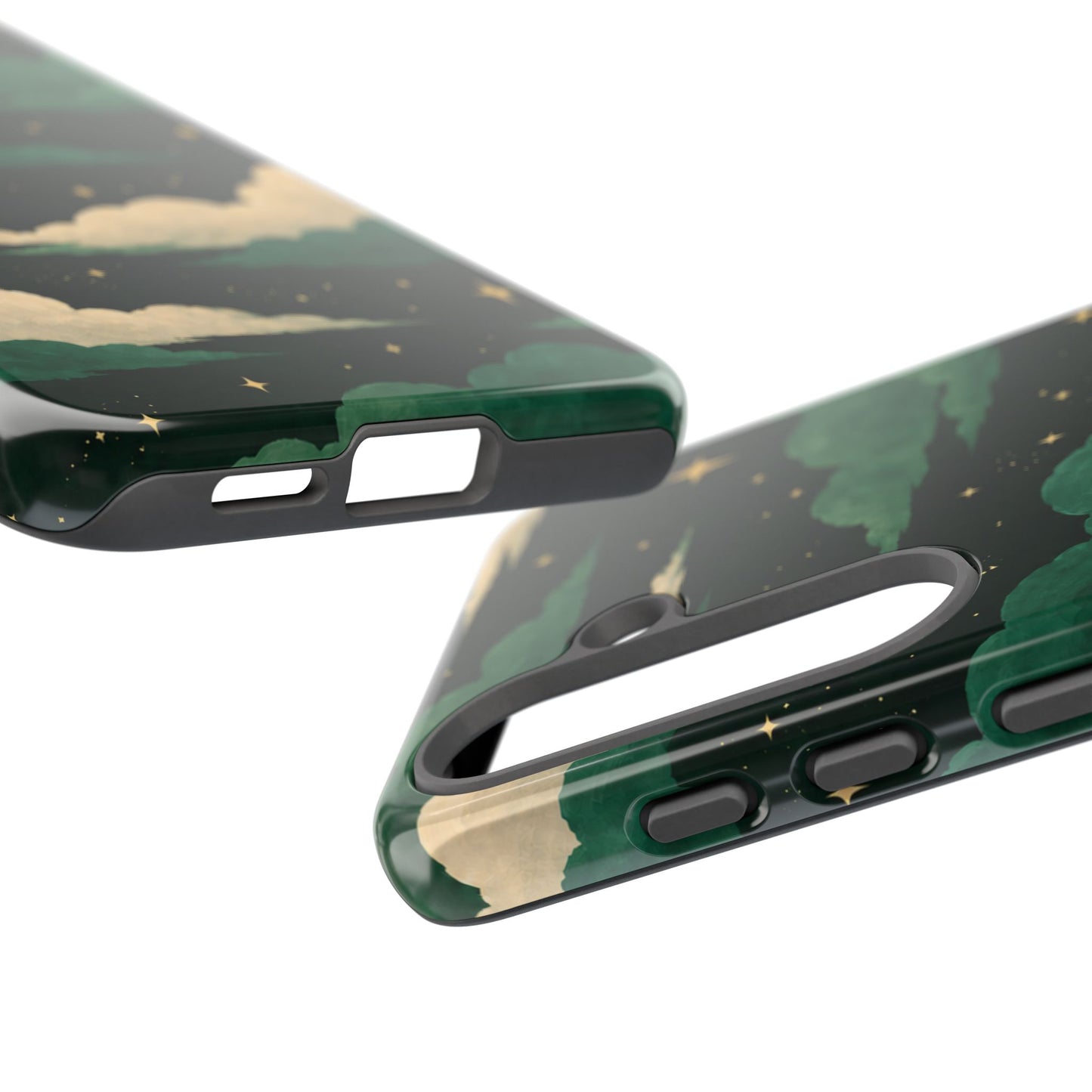 Illustrated Emerald Green Clouds & Stars Phone Case