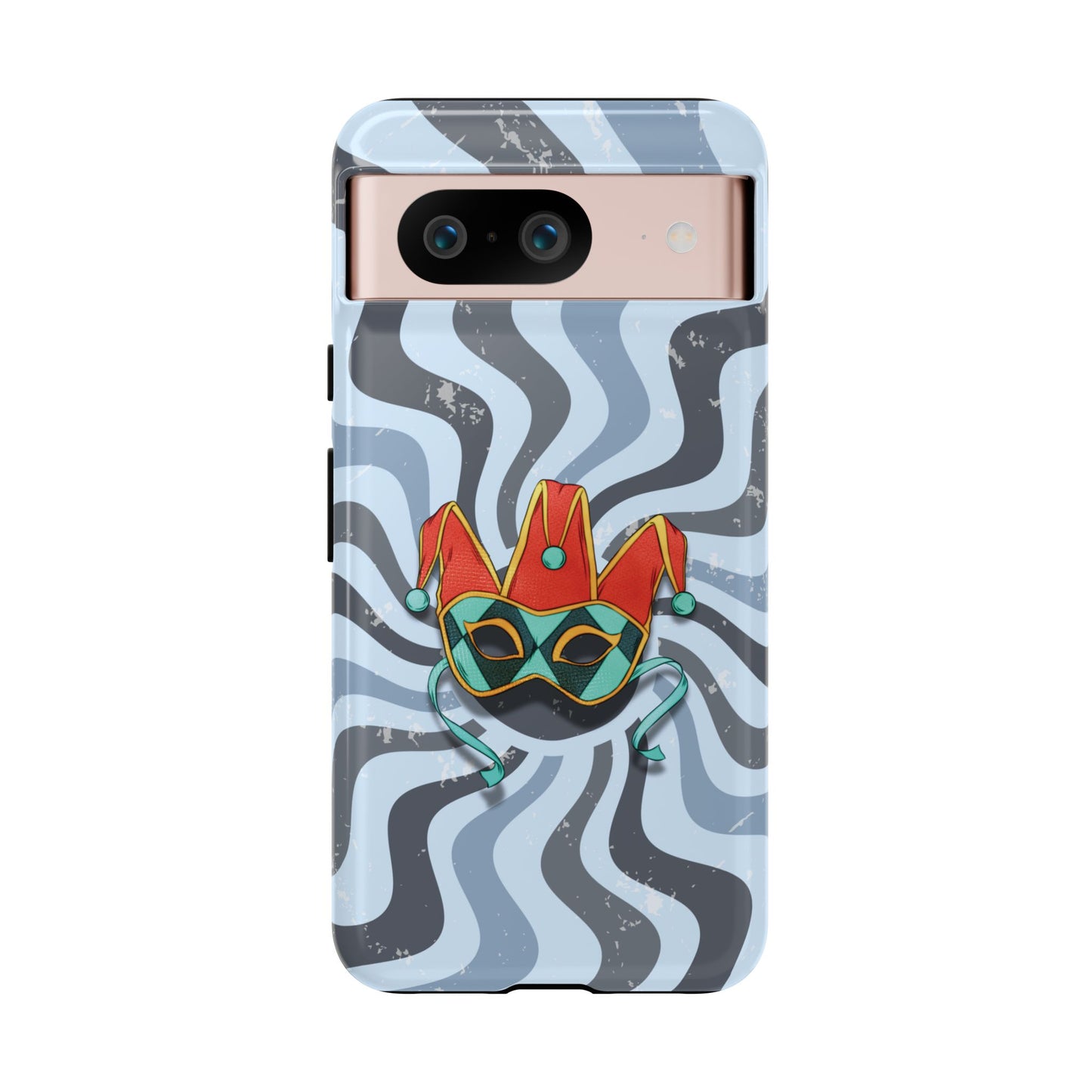 Google Pixel 8 / Glossy Phone Case - Venetian Jester Mask – Blue Retro Soft Revival Phone Case