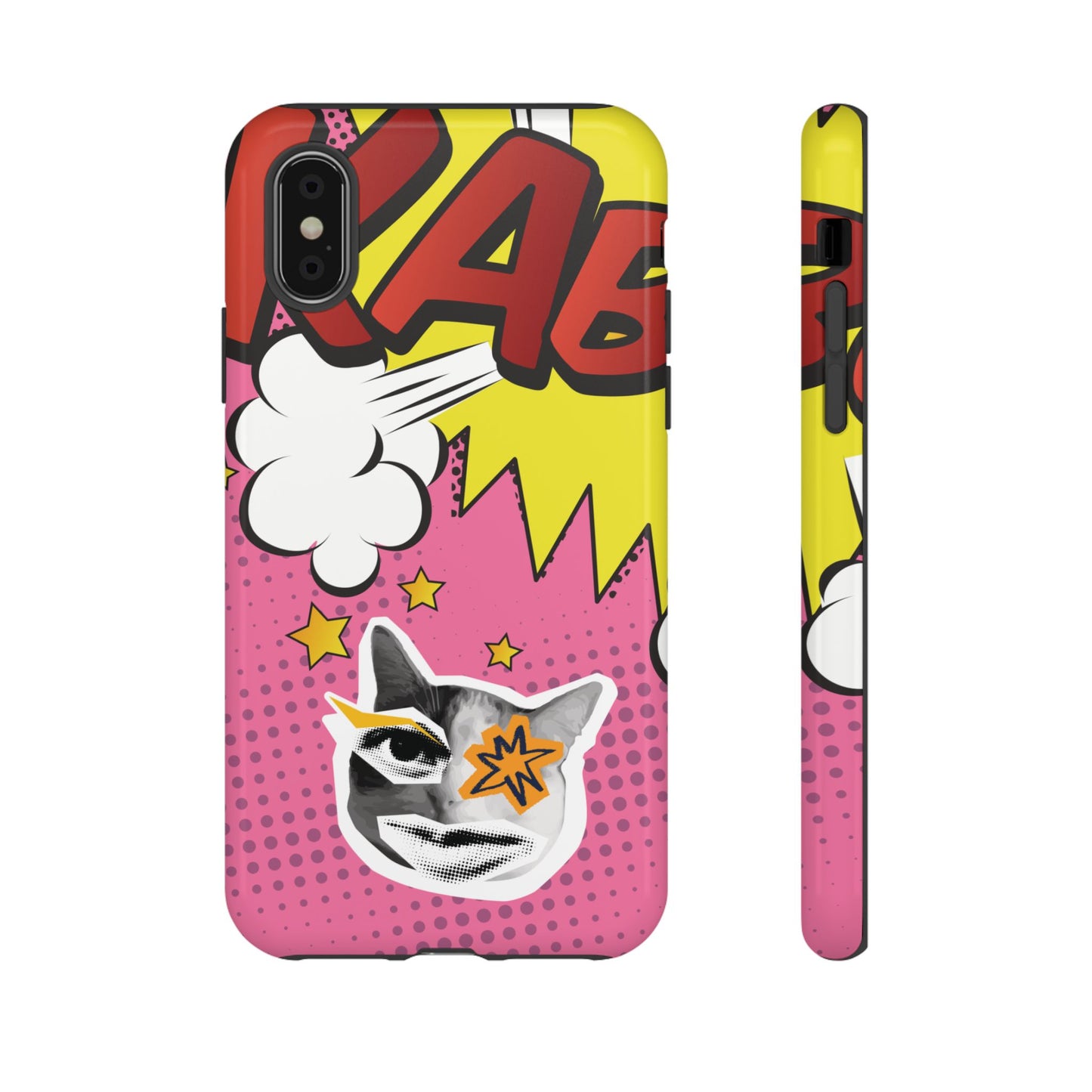 Bold Pink Pop Art Cat Phone Case - Pink Phone Case - iPhone XS / Glossy