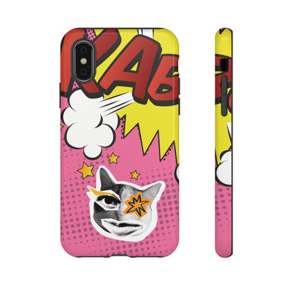 Bold Pink Pop Art Cat Phone Case - Pink Phone Case - iPhone XS / Glossy