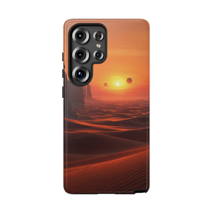 Twin Suns Desert World Sci-fi Phone Case - Orange Phone Case - Samsung Galaxy S25 Ultra / Glossy