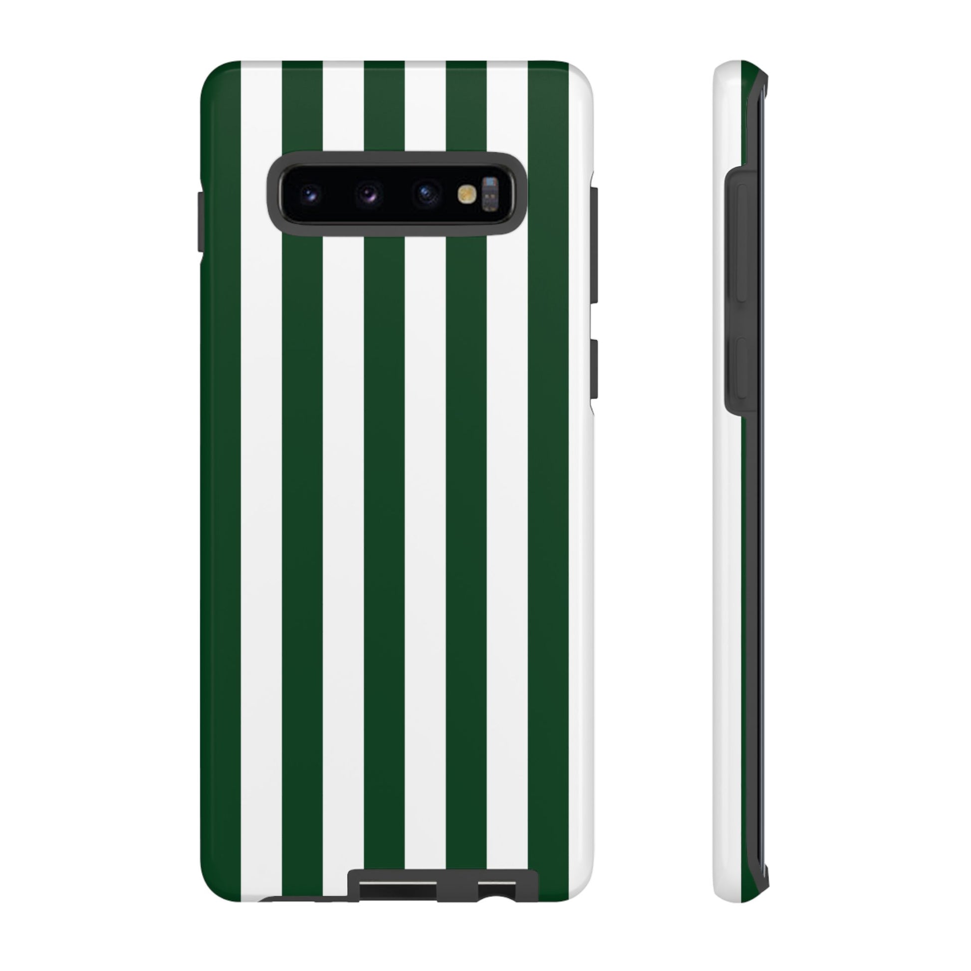 Simple Dark Green & White Stripe Pattern Phone Case - Green Phone Case