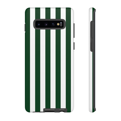 Samsung Galaxy S10 Plus / Glossy Phone Case - Simple Dark Green & White Stripe Pattern Phone Case