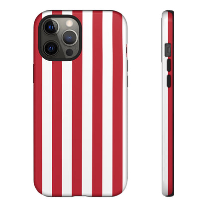 iPhone 12 Pro Max / Glossy Phone Case - Simple Dark Pink & White Stripe Pattern Phone Case