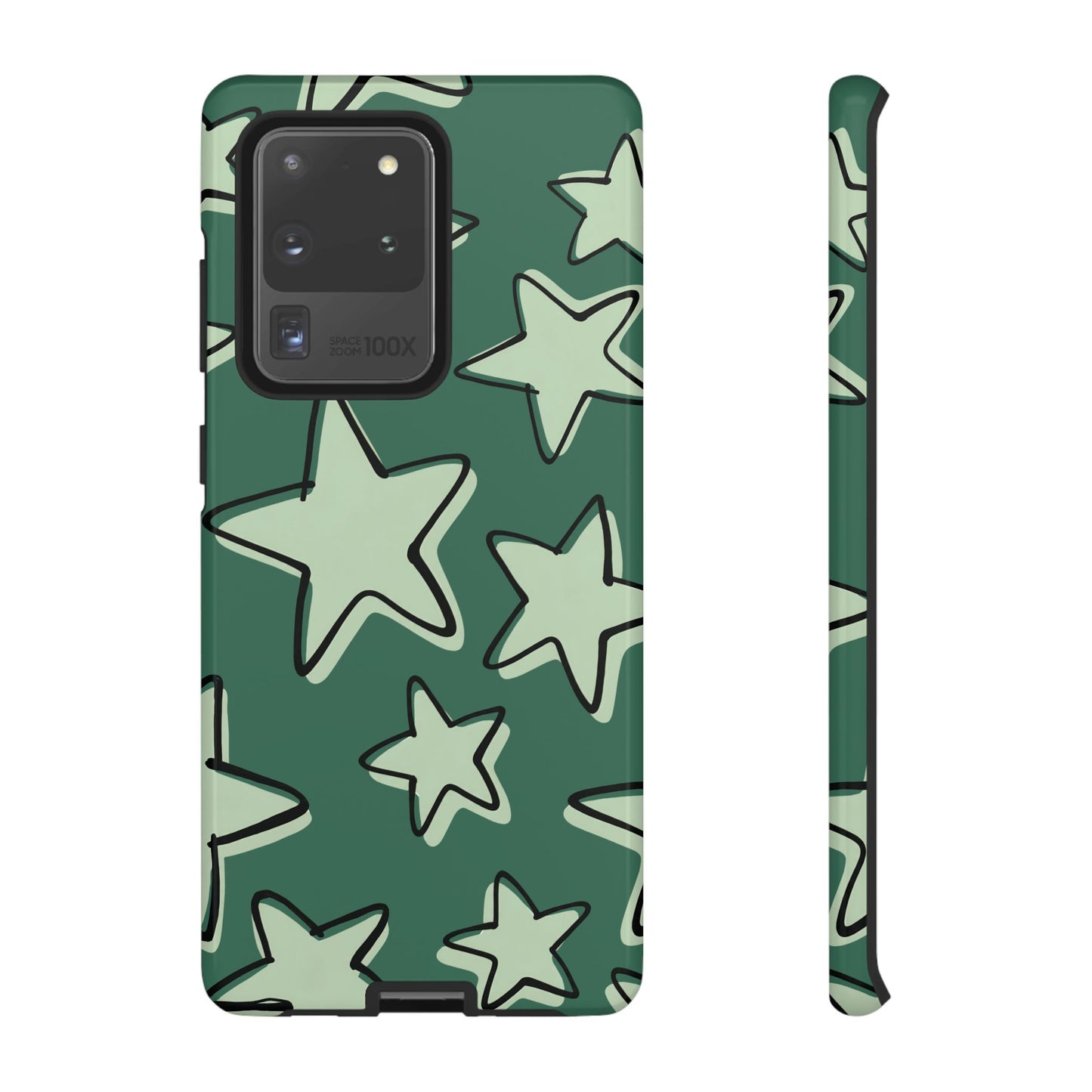 Forest Green Doodle Star Phone Case