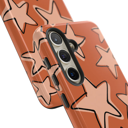 Burnt Orange Doodle Star Phone Case