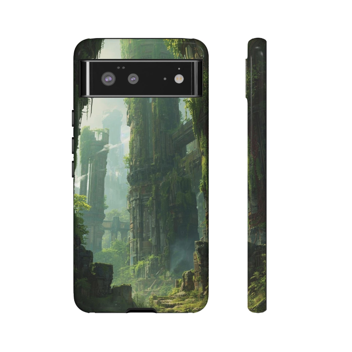 Google Pixel 6 / Glossy Phone Case - Overgrown Future Ruins Sci-fi Phone Case