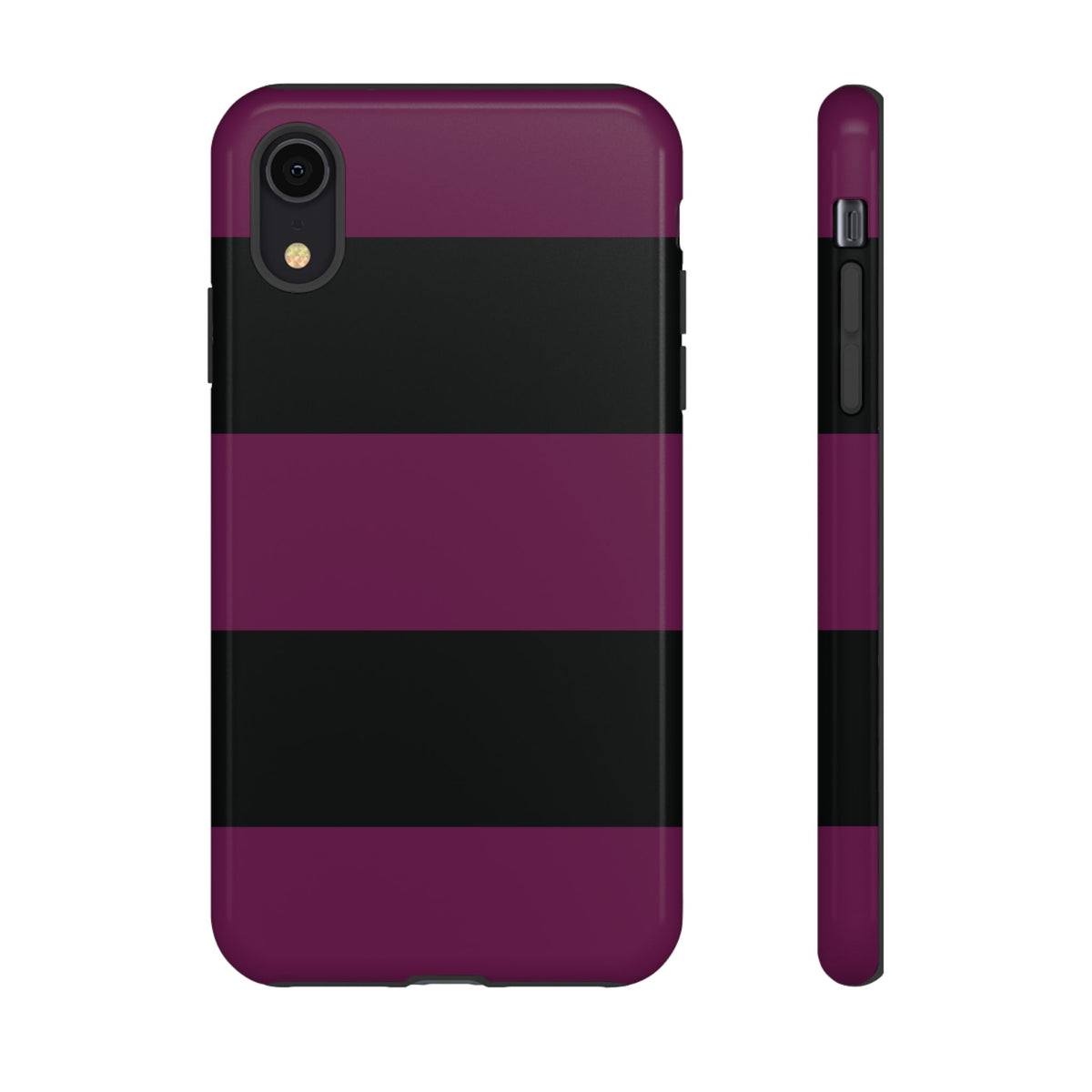 Purple & Black Horizontal Stripe Pattern Phone Case - Purple Phone Case - iPhone XR / Glossy