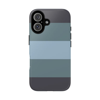iPhone 16 / Glossy Phone Case - Shades of Blue Horizontal Stripe Pattern Phone Case