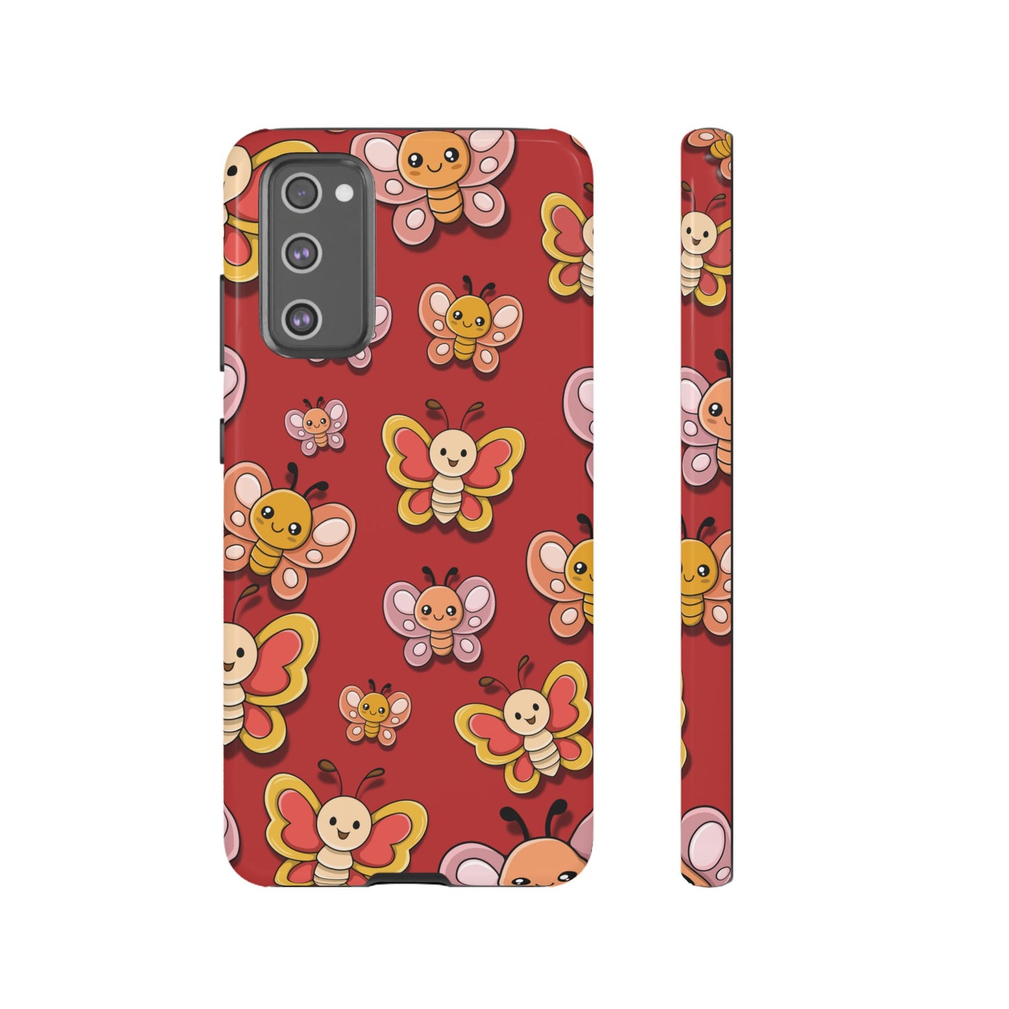 Samsung Galaxy S20 FE / Glossy Phone Case - Red Butterfly Sticker Design Phone Case