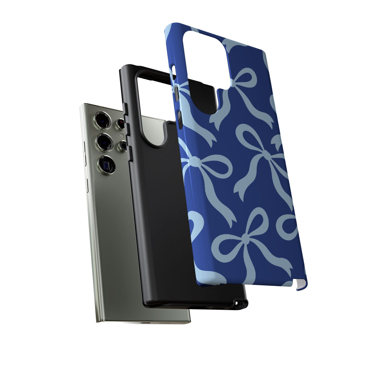 Bold Cobalt Blue and Powder Blue Bow Pattern Phone Case - Blue Phone Case