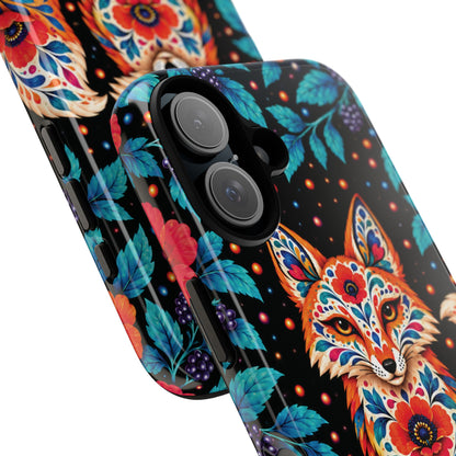 Vibrant Orange and Turquoise Calavera Fox Phone Case - Multicolor Phone Case