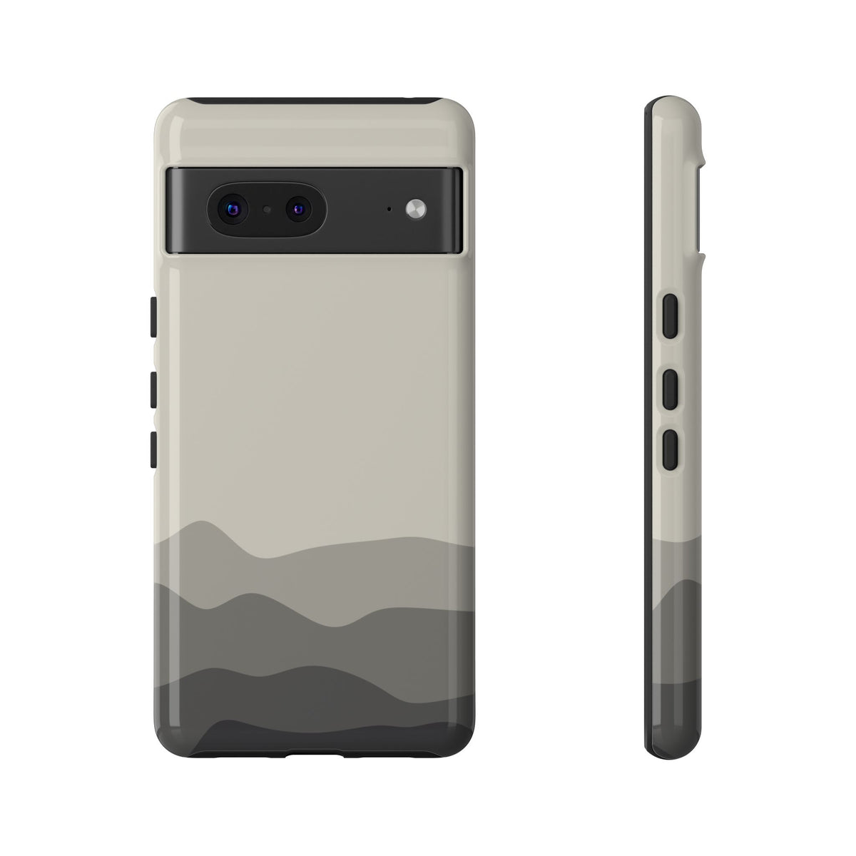 Ivory Abstract Waves Protective Phone Case - White Phone Case - Google Pixel 7 / Glossy