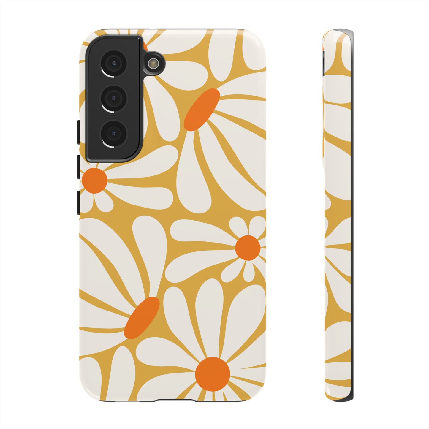 Samsung Galaxy S22 / Glossy Phone Case - Retro Yellow Daisy Pattern Phone Case