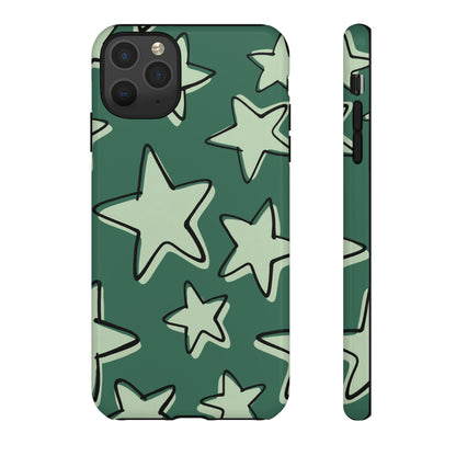Forest Green Doodle Star Phone Case