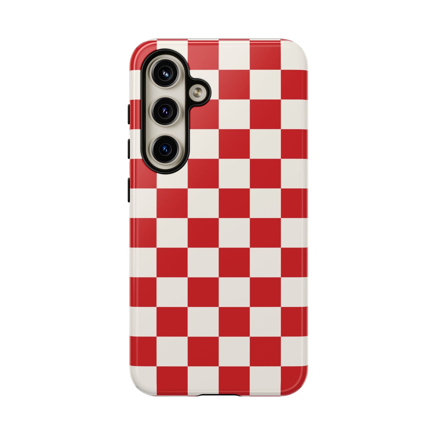 Samsung Galaxy S24 / Glossy Phone Case - ’Red Checkered Pattern’ Phone Case