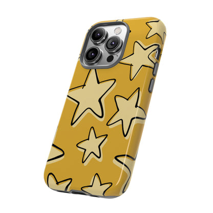 Golden Yellow Doodle Star Phone Case