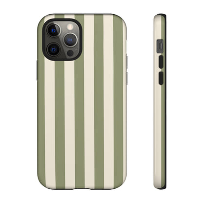 Olive & Beige Stripe Pattern Phone Case - Green Phone Case - iPhone 12 Pro / Glossy