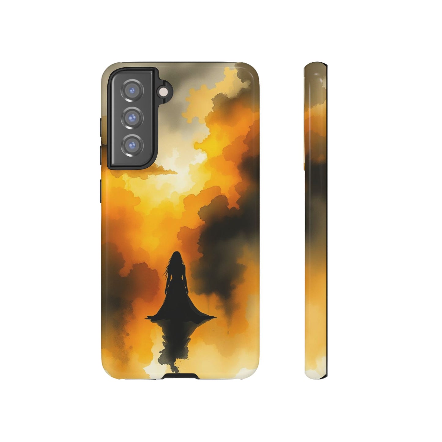 Samsung Galaxy S21 FE / Glossy Phone Case - Watercolour Gothic Woman in Black Phone Case