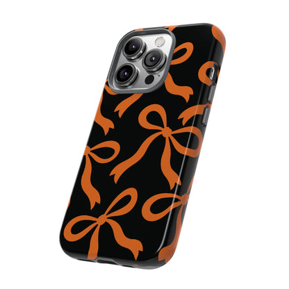 Bold Black and Burnt Orange Bow Pattern Phone Case - Black Phone Case