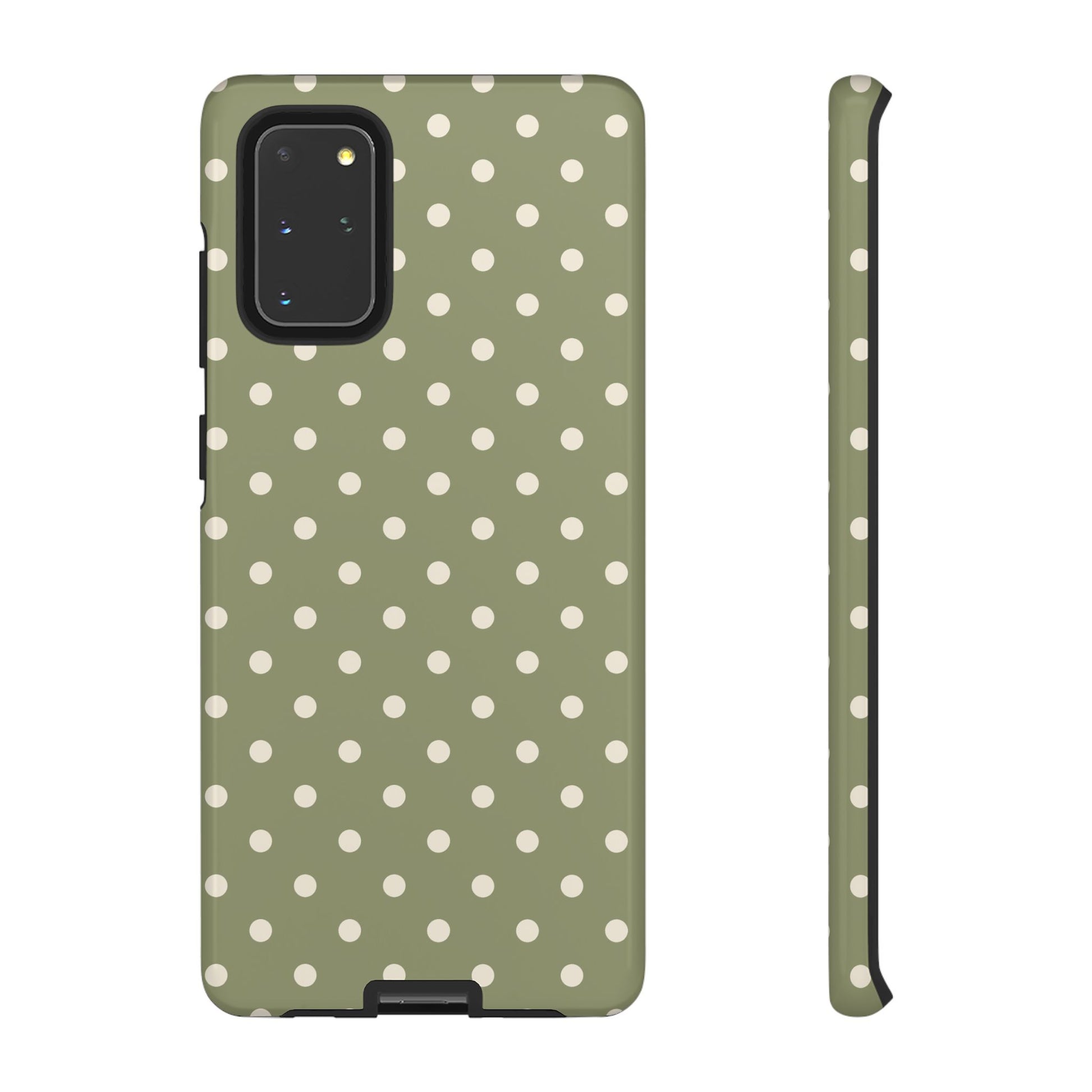 Samsung Galaxy S20+ / Glossy Phone Case - ’Green & White Dot Pattern’ Phone Case
