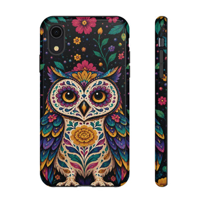 Vibrant Purple and Teal Calavera Owl Phone Case - Multicolor Phone Case - iPhone XR / Glossy