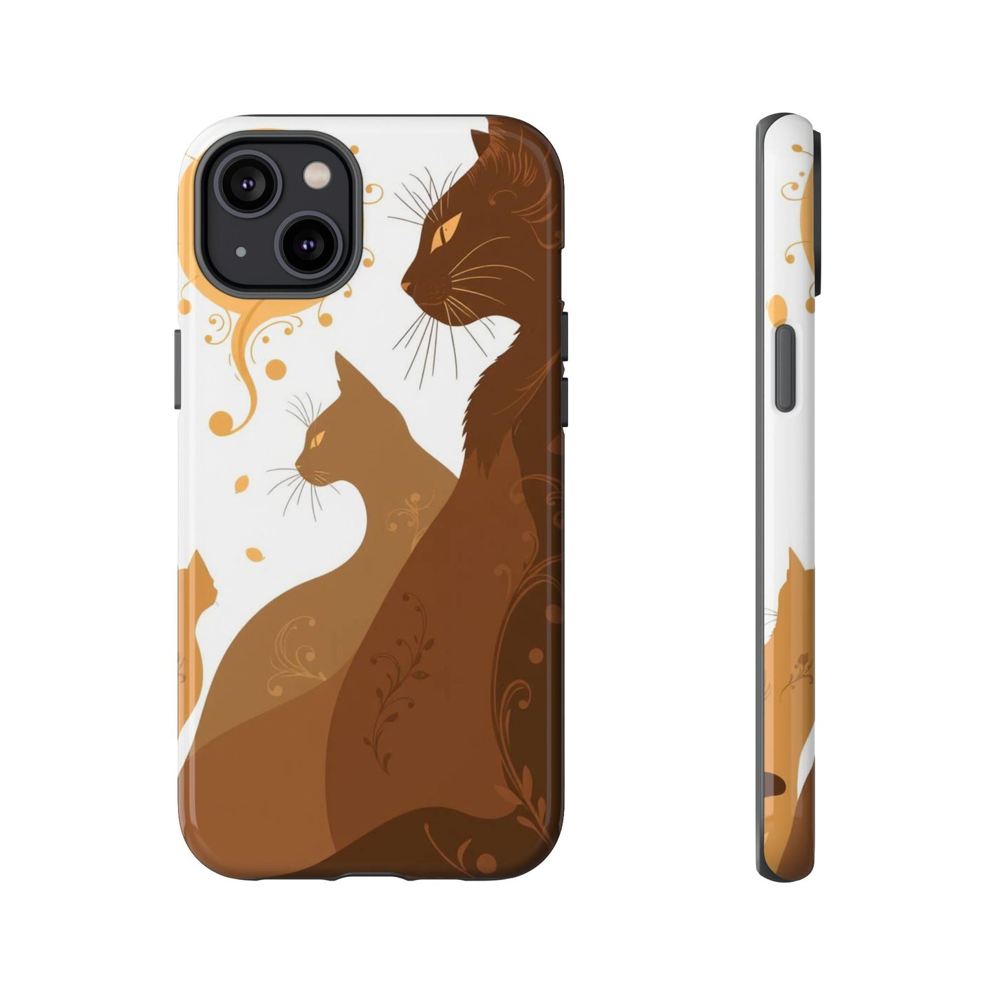 iPhone 14 Plus / Glossy Phone Case - Abstract Cat Pattern Design Phone Case