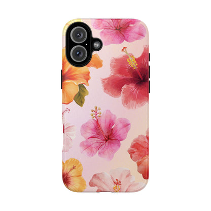 iPhone 16 Plus / Glossy Phone Case - ’Pink Hibiscus Pattern #2’ Phone Case