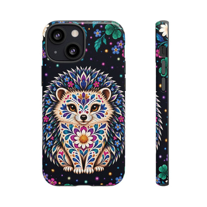 Vibrant Purple and Teal Calavera Hedgehog Phone Case - Multicolor Phone Case - iPhone 13 Mini / Glossy