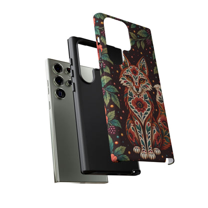 Vibrant Terracotta and Teal Calavera Fox Phone Case - Multicolor Phone Case