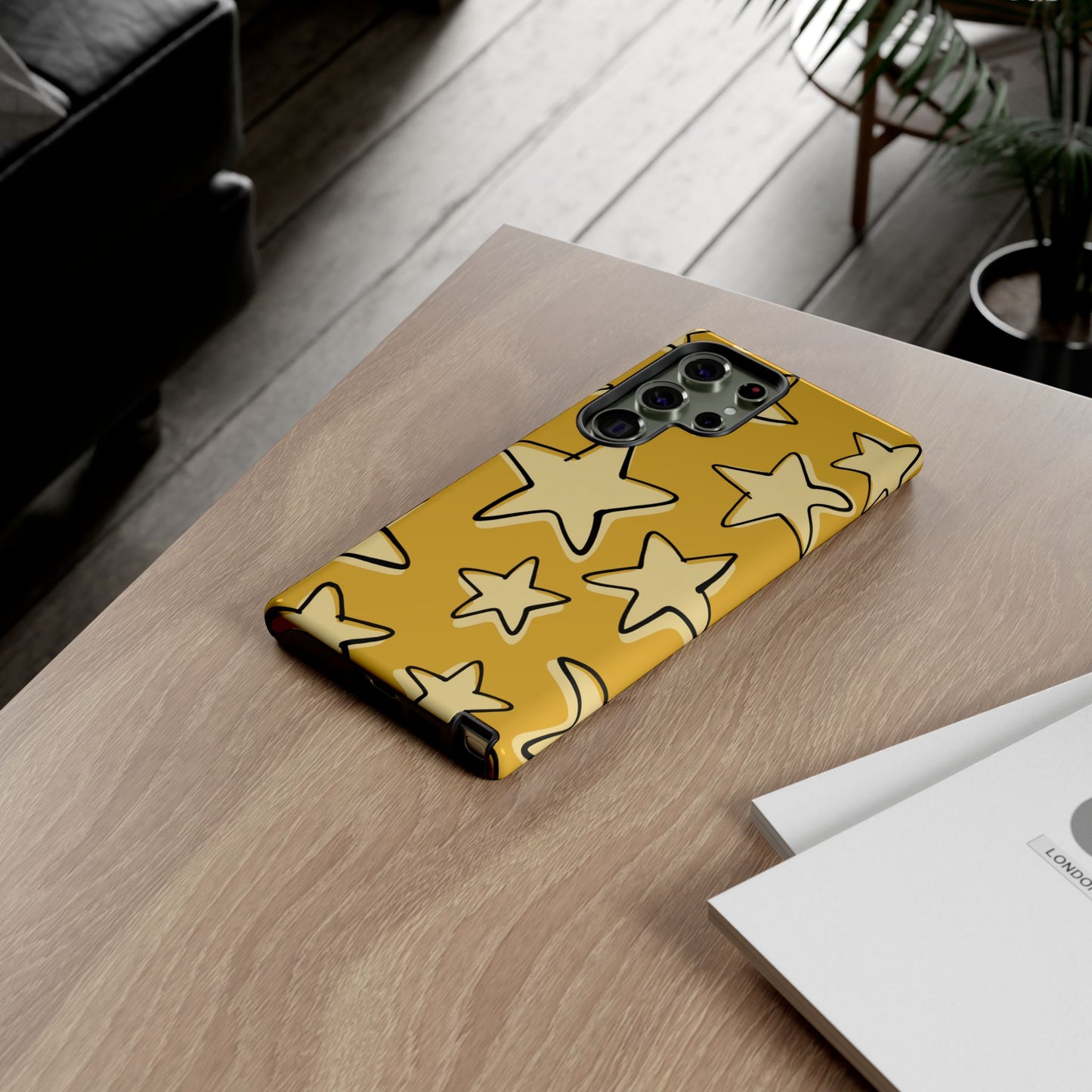 Golden Yellow Doodle Star Phone Case