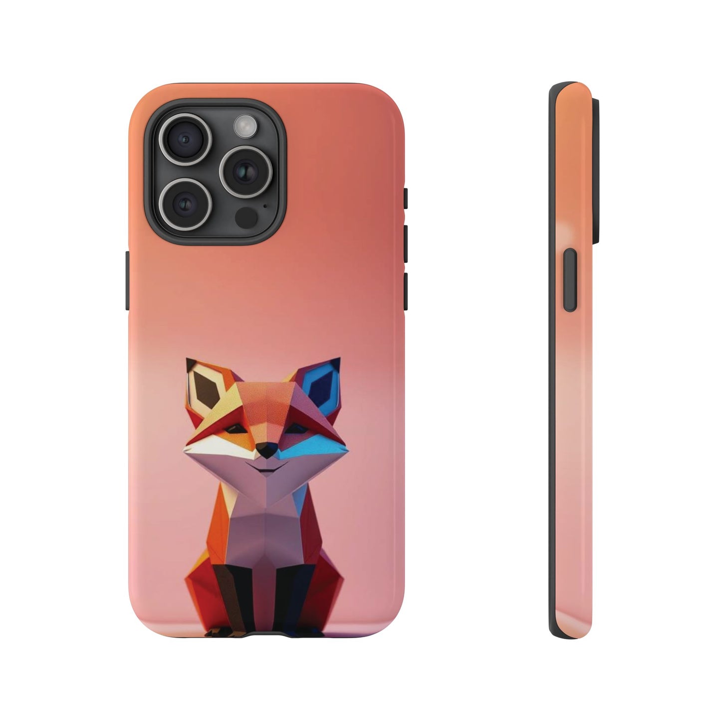 iPhone 15 Pro Max / Glossy Phone Case - Origami Fox Design Phone Case