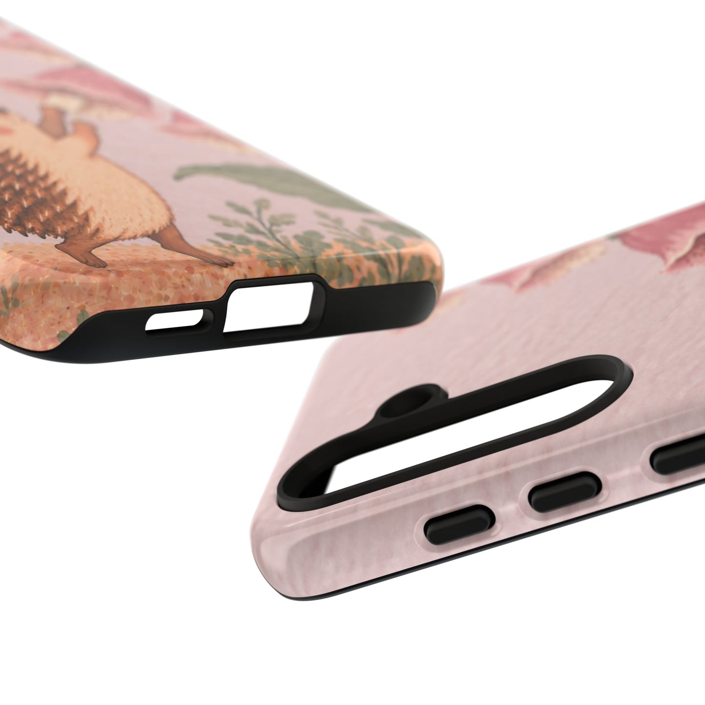 Whimsical Blush Pink Hedgehog and Foxglove Phone Case - Pink Phone Case