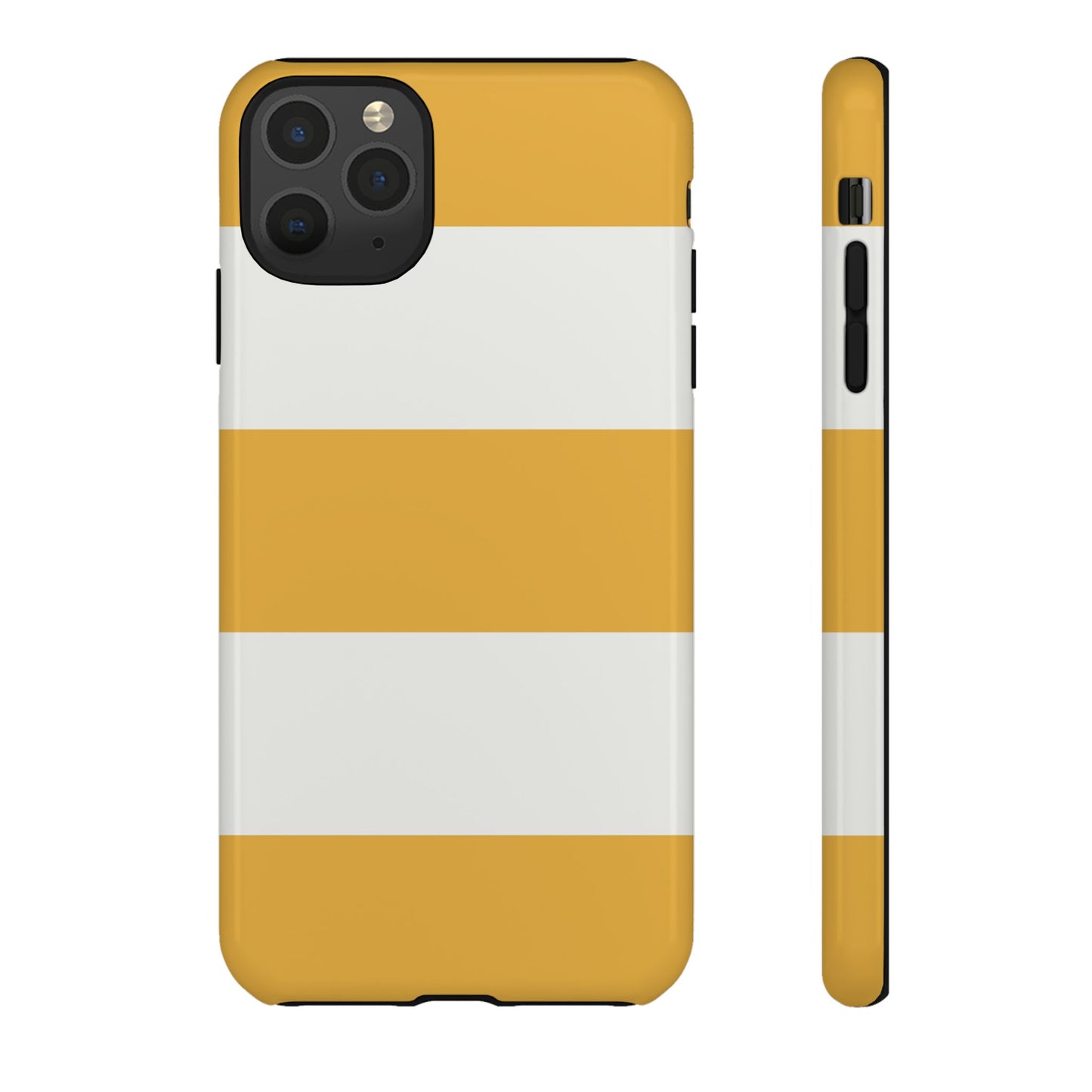 iPhone 11 Pro Max / Glossy Phone Case - Yellow & White Horizontal Stripe Pattern Phone Case