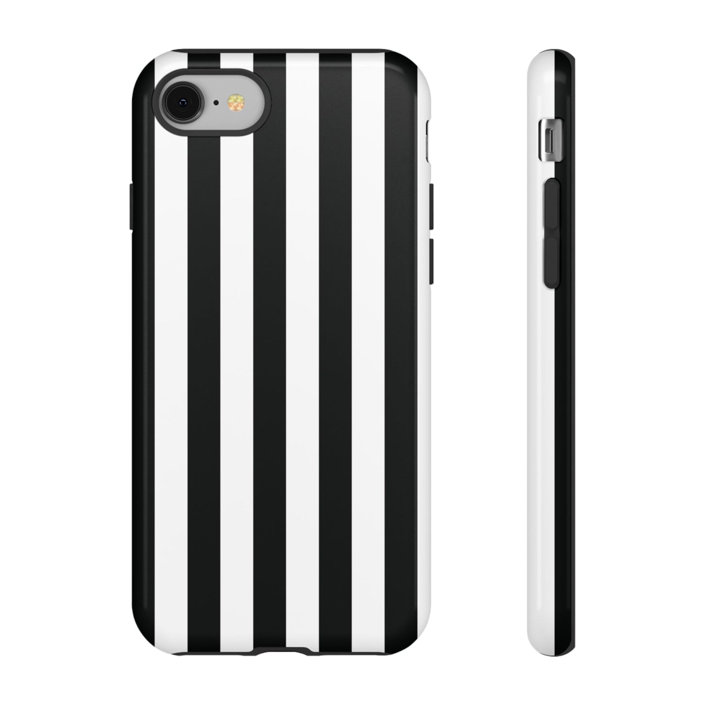 iPhone 8 / Glossy Phone Case - Simple Black & White Stripe Pattern Phone Case