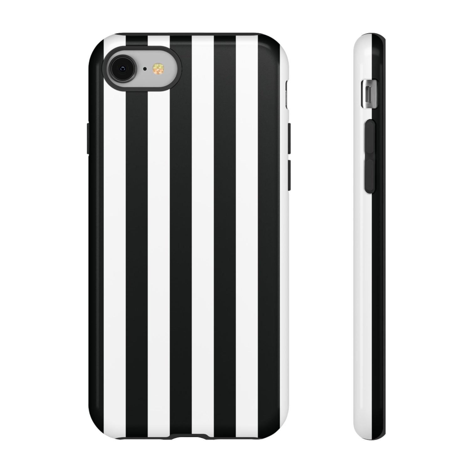 iPhone 8 / Glossy Phone Case - Simple Black & White Stripe Pattern Phone Case