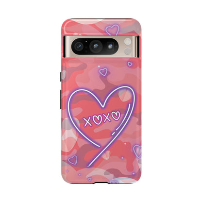 Love Heart Neon Camo Phone Case - Pink Phone Case - Google Pixel 8 Pro / Glossy
