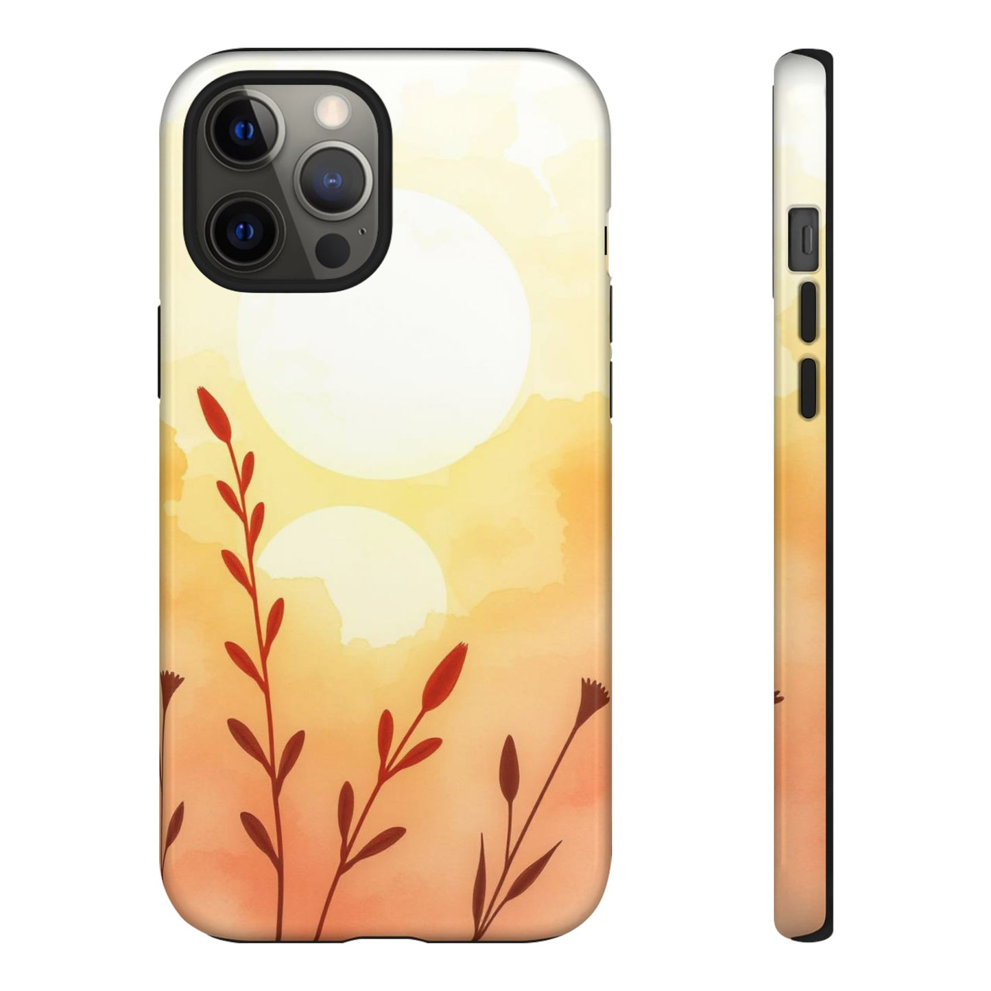iPhone 12 Pro Max / Glossy Phone Case - Watercolour Wildflower & Sun Design Phone Case